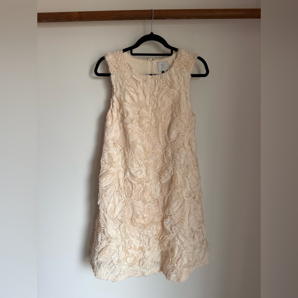 HD in Paris Anthropologie Cream Textured Floral Mini Dress